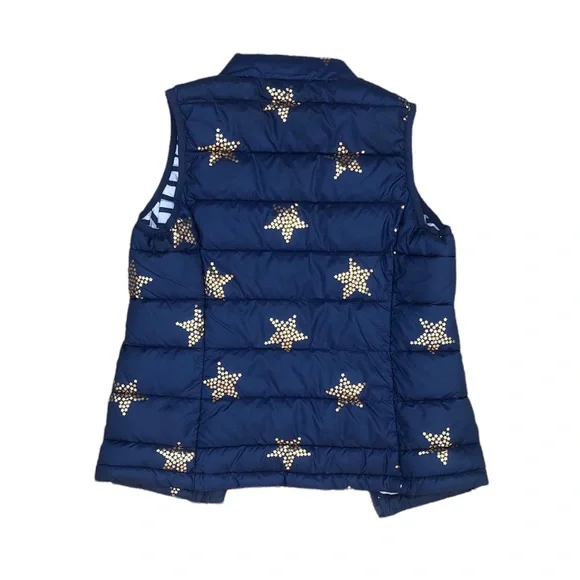 Gap kids navy blue puffer vest with gold stars, Medium - Picture 2 of 8